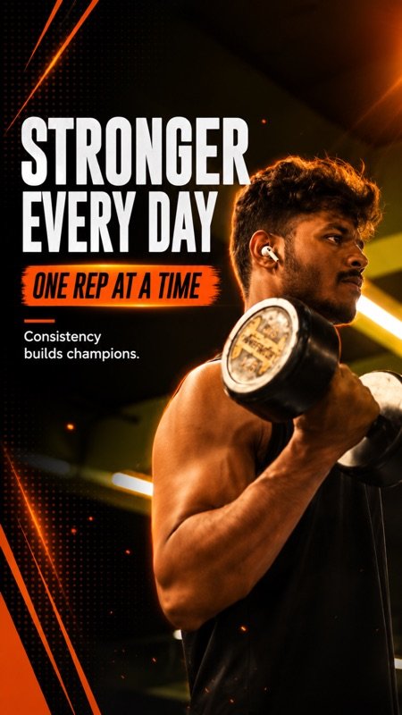 Pyroflex Fitness Stronger Every Day story creative by MarkMax Studioz
